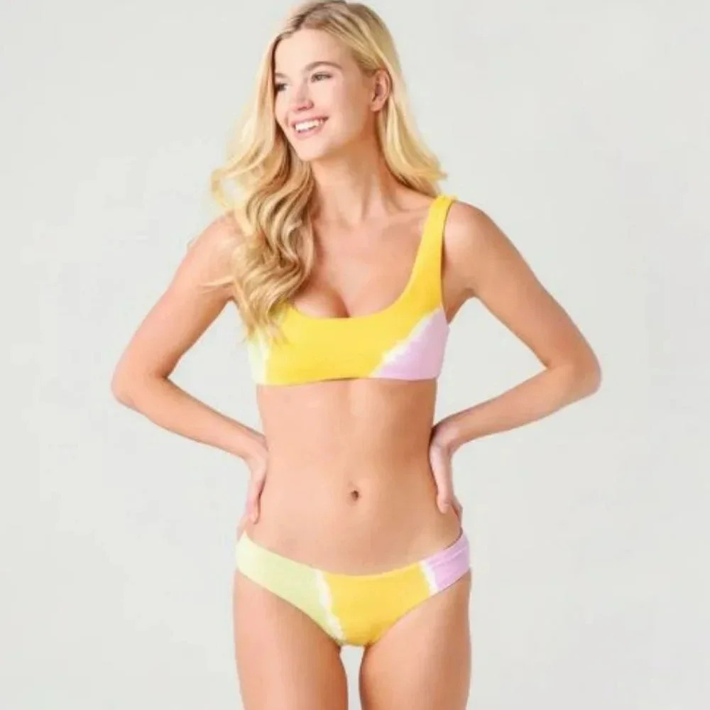 L*Space Lizzie Bikini Top & Sandy Bottoms, diagonal sunburst